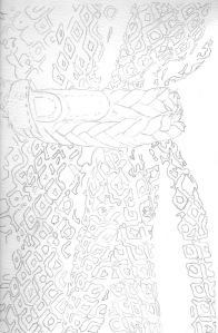 Pencil drawing of DVF dress by emily elizabeth enns